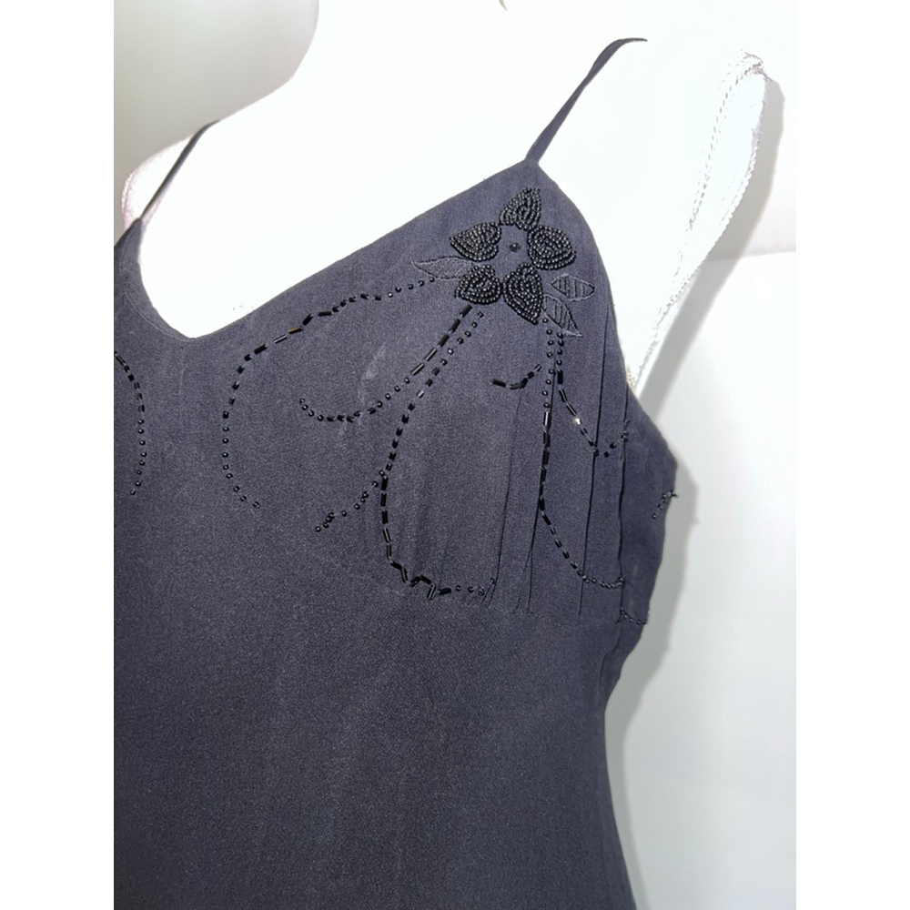 VTG 90s Nine West Black Beaded Midi Dress Size 14